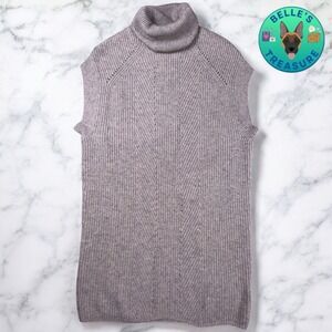 Vince Sweater Womens 2XS Heather Beige Ribbed Wool & Cashmere Tunic Sweater